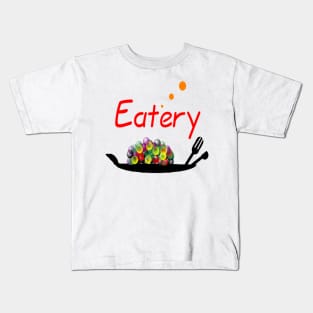 New Eatery Logo 2 on white Kids T-Shirt